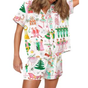 Lovely Nutcracker Christmas Silky Satin Pajama Set