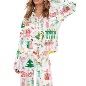 Lovely Nutcracker Christmas Silky Satin Pajama Set