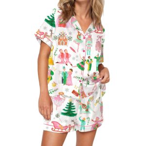 Lovely Nutcracker Christmas Silky Satin Pajama Set