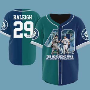 Mariners Cal Raleigh The Most Home Runs By A Catcher In A Single Season Jersey