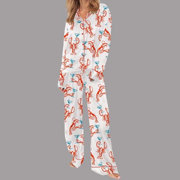 Martini Lobster Satin Pajama Set