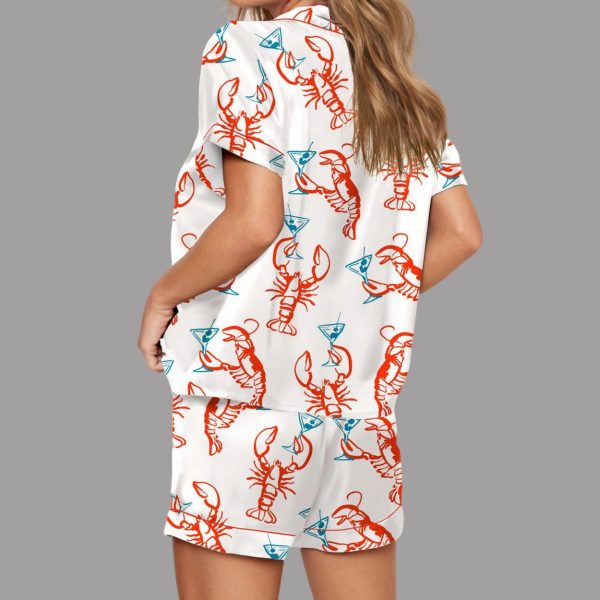 Martini Lobster Satin Pajama Set