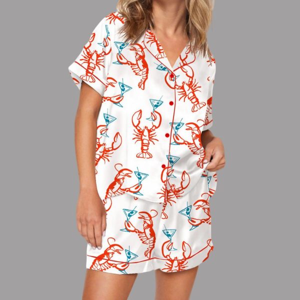 Martini Lobster Satin Pajama Set