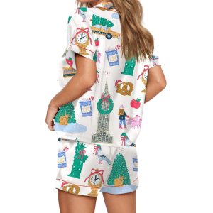 New York City Christmas Silky Satin Pajama Set 2 New York City Christmas Silky Satin Pajama Set