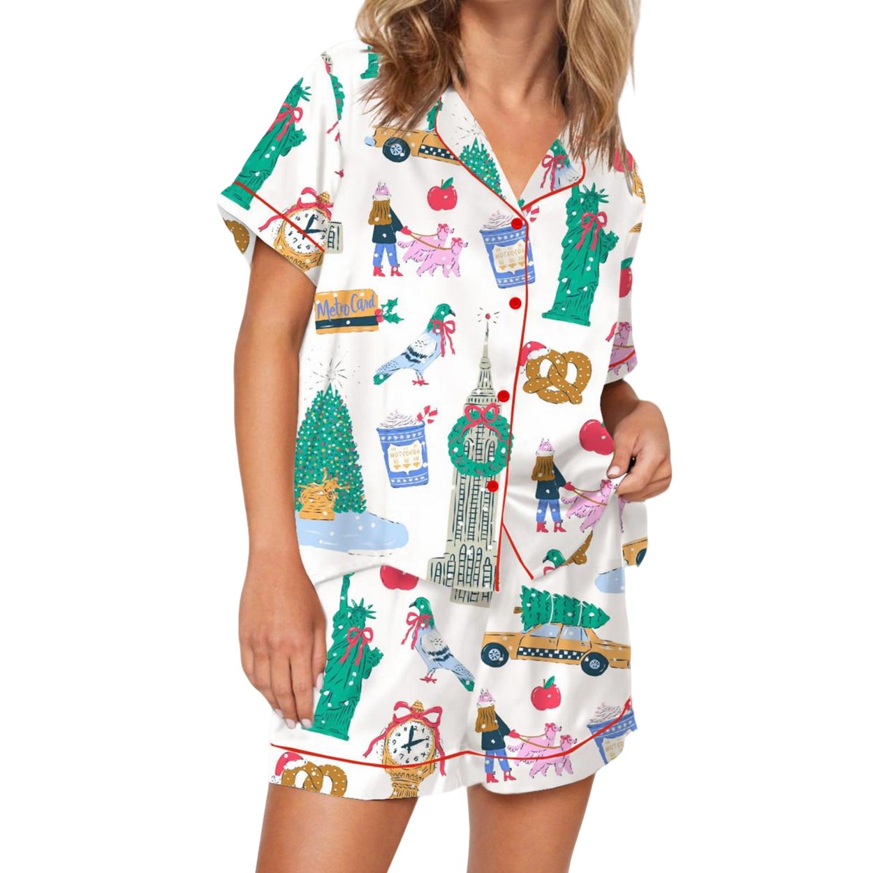 New York City Christmas Silky Satin Pajama Set New York City Christmas Silky Satin Pajama Set