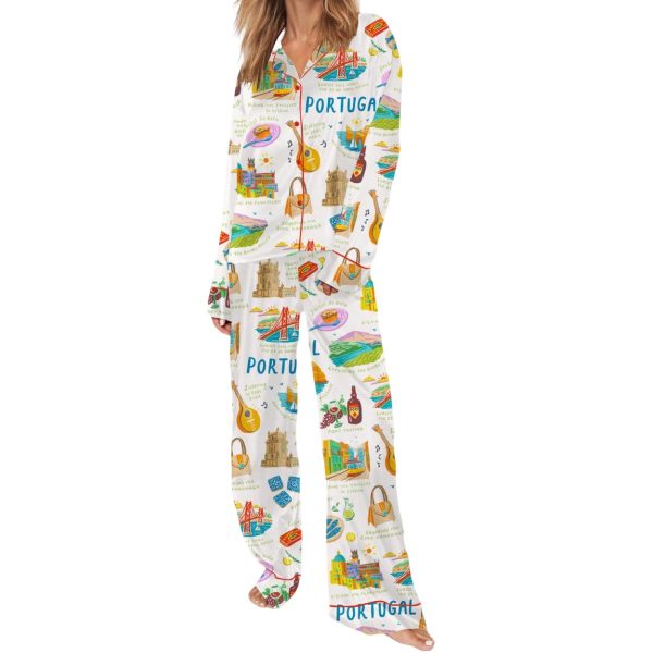 Portugal Vacation Silky Satin Pajama Set