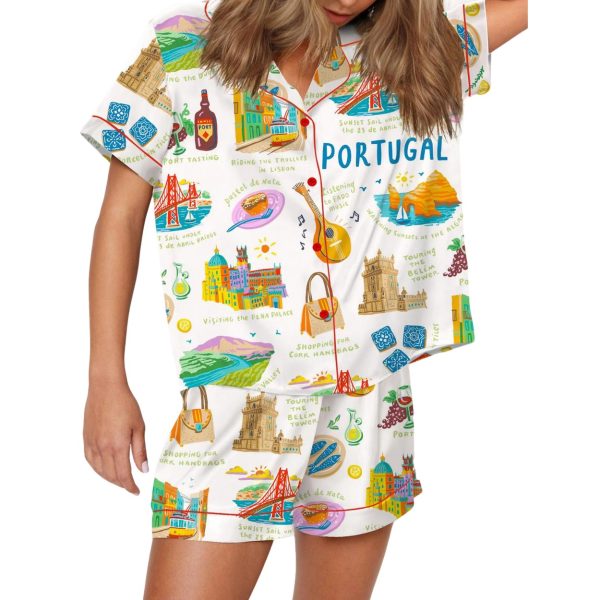 Portugal Vacation Silky Satin Pajama Set