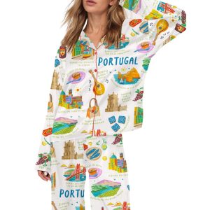 Portugal Vacation Silky Satin Pajama Set