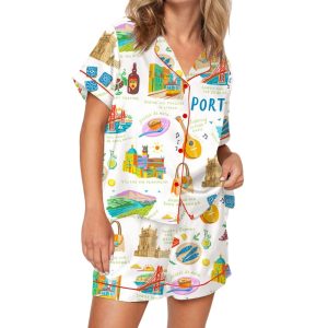 Portugal Vacation Silky Satin Pajama Set