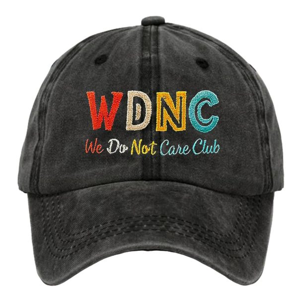 Retro Funny WDNC We Do Not Care Club Print Baseball Cap