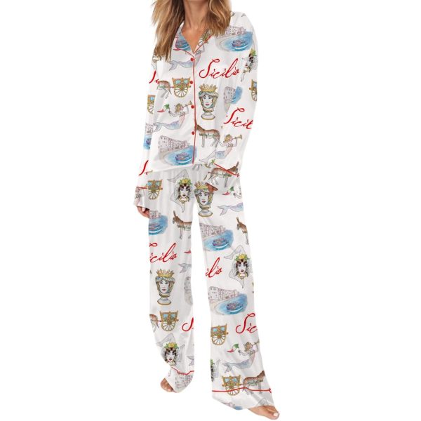 Sicily Italy Travel Silky Satin Pajama Set