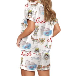 Sicily Italy Travel Silky Satin Pajama Set