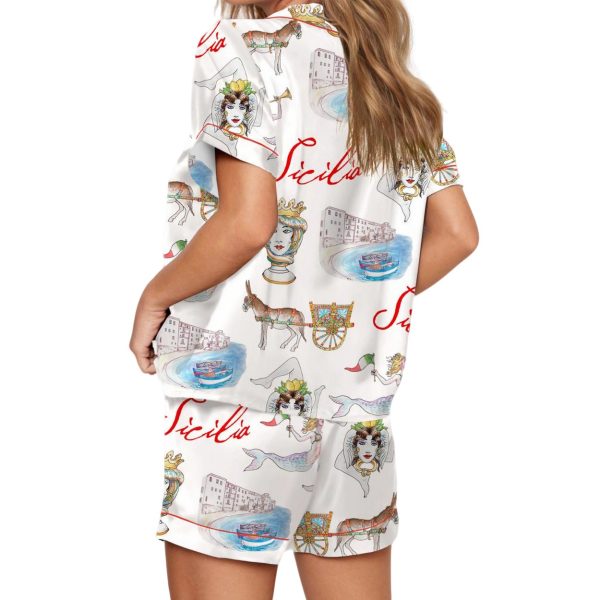 Sicily Italy Travel Silky Satin Pajama Set