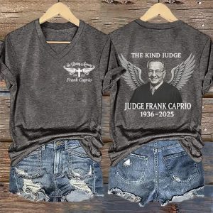 The Kind Judge Judge Frank Caprio 1936 2025 Print V Neck T shirt