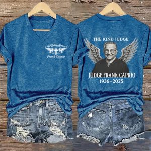 The Kind Judge Judge Frank Caprio 1936 2025 Print V Neck T shirt