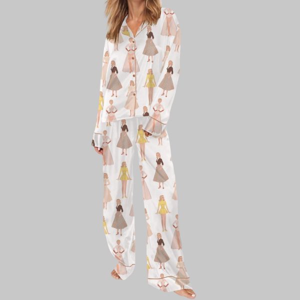Vera Ellen White Christmas Silky Satin Pajama Set