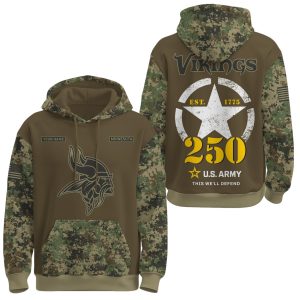 Vikings US Army 250th Birthday Hoodie