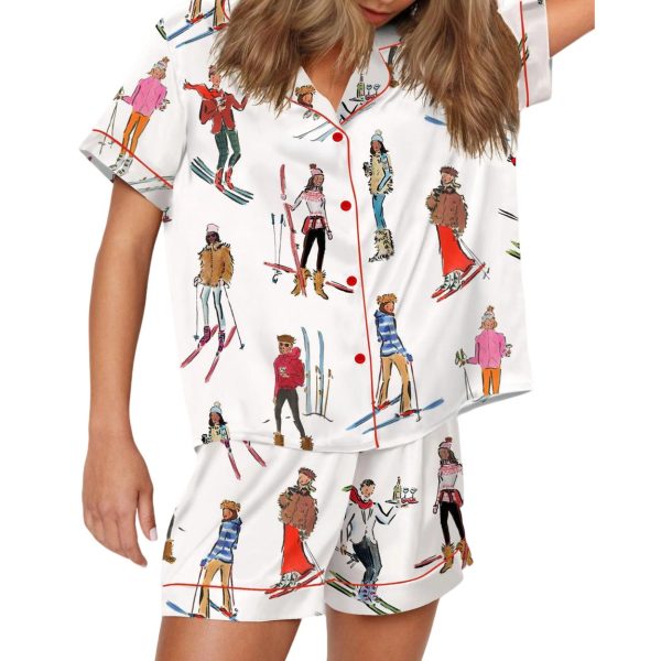 Vintage Apres Ski Silky Satin Pajama Set