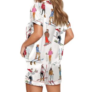 Vintage Apres Ski Silky Satin Pajama Set