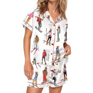 Vintage Apres Ski Silky Satin Pajama Set
