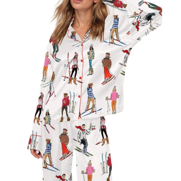 Vintage Apres Ski Silky Satin Pajama Set