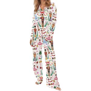 Vintage Christmas Nutcracker Silky Satin Pajama Set