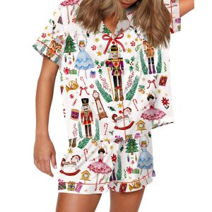 Vintage Christmas Nutcracker Silky Satin Pajama Set