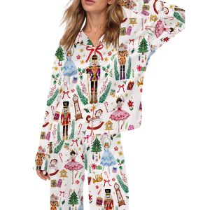 Vintage Christmas Nutcracker Silky Satin Pajama Set