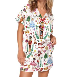 Vintage Christmas Nutcracker Silky Satin Pajama Set