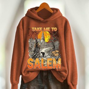 Vintage Halloween Take Me To Salem Print Hoodie