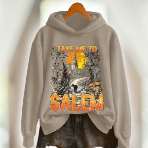 Vintage Halloween Take Me To Salem Print Hoodie