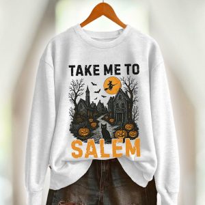 Vintage Halloween Take Me To Salem Print Sweatshirt