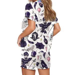 Wednesday TV Series Silky Satin Pajama Set