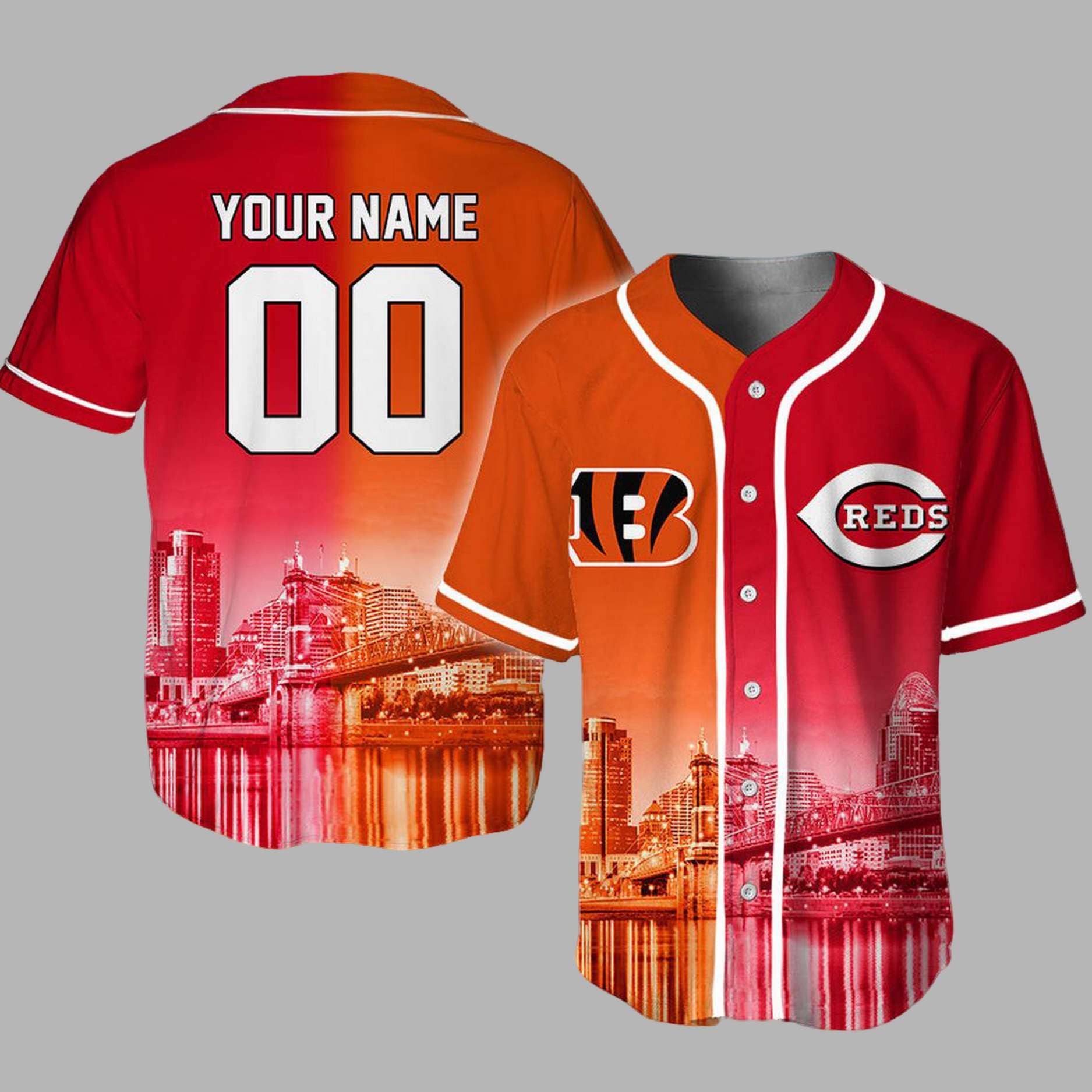 Bengals x Reds Skyline Personalized Jersey Bengals x Reds Skyline Personalized Jersey