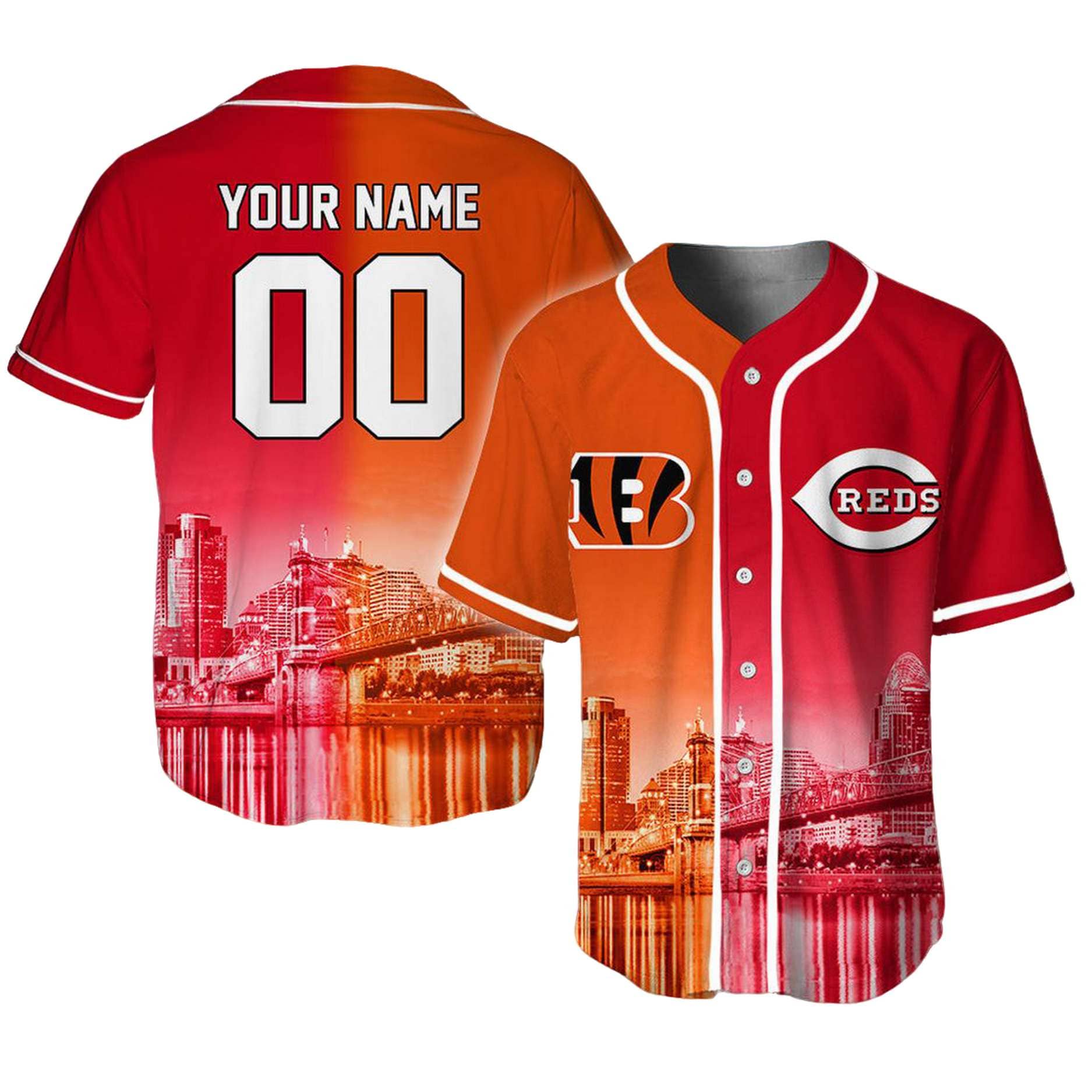 Bengals x Reds Skyline Personalized Jersey Bengals x Reds Skyline Personalized Jersey