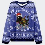 Black Cat I'm Fine This Is Fine Everything's Fine Ugly Christmas Sweater