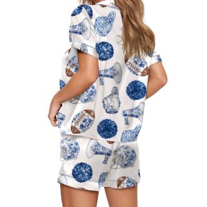 Chinoiserie Football Game Day Silky Satin Pajama Set