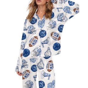 Chinoiserie Football Game Day Silky Satin Pajama Set