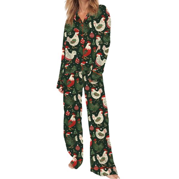 Christmas Chicken Silky Satin Pajama Set