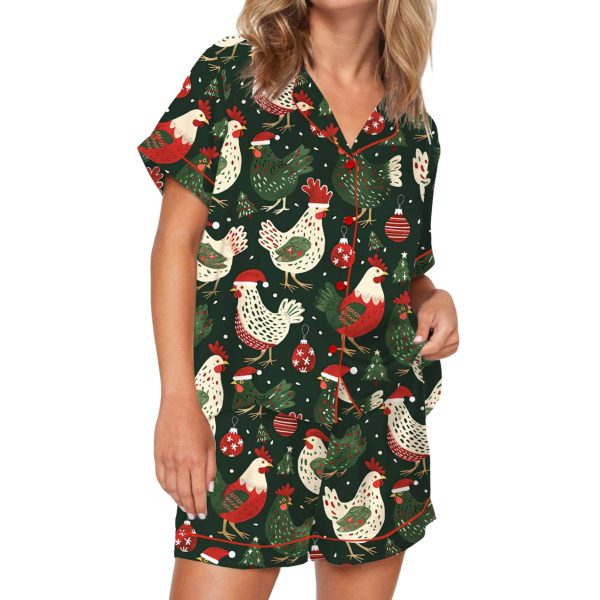 Christmas Chicken Silky Satin Pajama Set