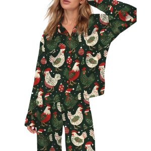 Christmas Chicken Silky Satin Pajama Set
