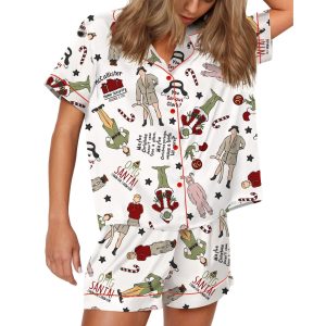 Christmas Classic Movies Friends Silky Satin Pajama Set