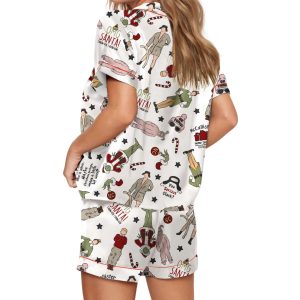 Christmas Classic Movies Friends Silky Satin Pajama Set