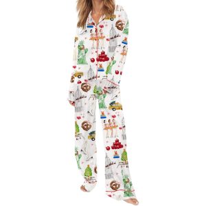 Christmas In NYC Silky Satin Pajama Set
