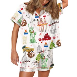 Christmas In NYC Silky Satin Pajama Set