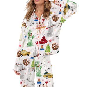 Christmas In NYC Silky Satin Pajama Set