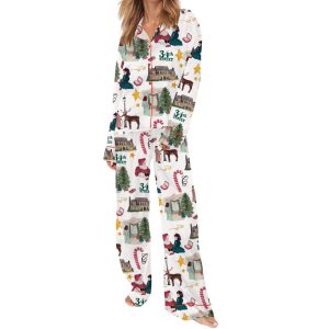Christmas Miracle Street Silky Satin Pajama Set