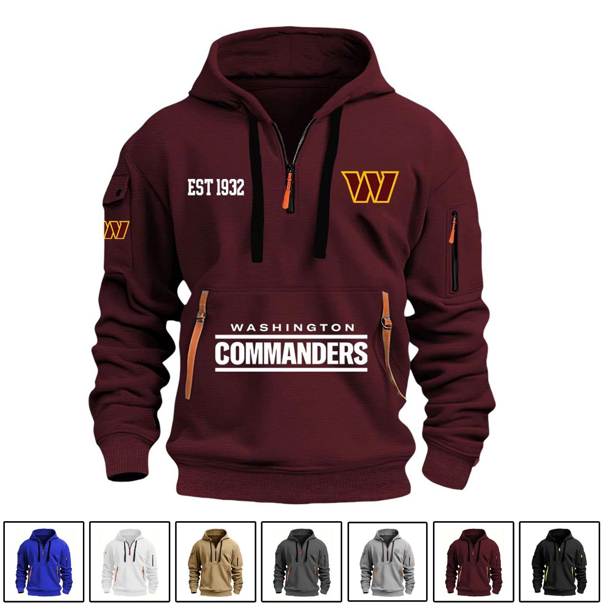 Commanders EST 1932 Quarter Zip Hoodie Commanders EST 1932 Quarter Zip Hoodie