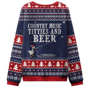 Country Music Titties And Beer Ugly Christmas Sweater