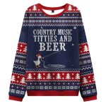 Country Music Titties And Beer Ugly Christmas Sweater